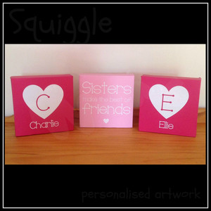 Personalised Canvas Sets for siblings squiggle-art