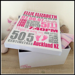 Personalised birth keepsake box - Squiggle Art