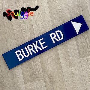 Personalised Blue Street Sign Custom Road Sign - Squiggle Art