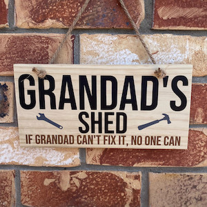 Products: Personalised sign for Grandad's Shed squiggle-art