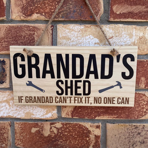 Products: Personalised sign for Grandad's Shed squiggle-art