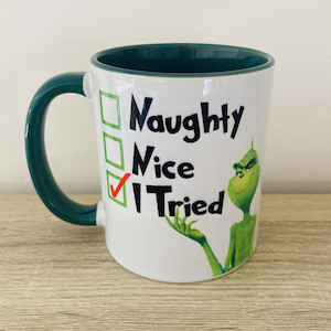 Products: Christmas Mug - The Grinch squiggle-art