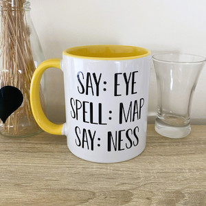 Products: Eye-M A P-ness. Funny Mug squiggle-art