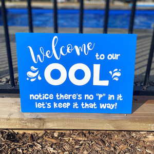 Products: Welcome to our 'ool sign squiggle-art