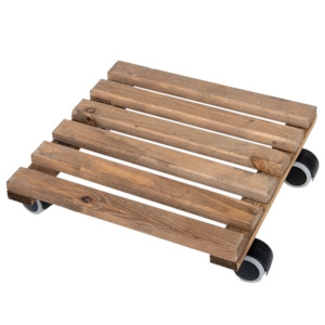 Plant Trolley Wooden Square Natural
