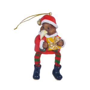 Hanging Xmas Kiwi with Gift Decoration - Dangling Legs