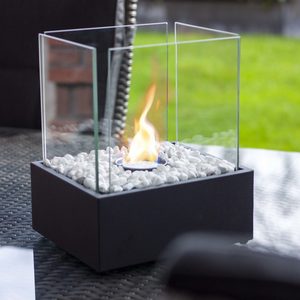 Bioethanol Outdoor Table Fireplace Rectangle Black