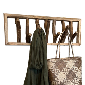 Living: Organic Teak Branch Hanger 7 Hook