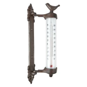 Cast Iron Wall Thermometer Bird