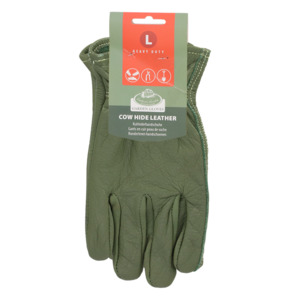 Leather Gardening Gloves Green Large