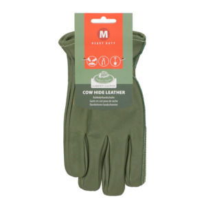 Leather Gardening Gloves Green Medium