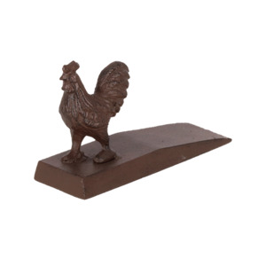 Living: Cast Iron Door Wedge Rooster