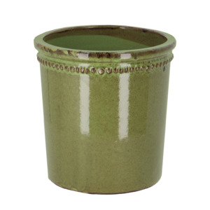 Outdoor Garden: Flower Pot Glazed Green 25cm