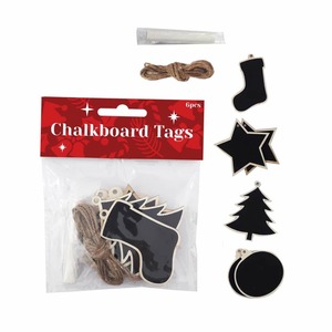 Wooden Chalk Christmas Tags 6pc - Squoodles