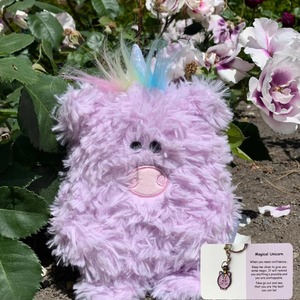 Confident Magical Unicorn Weighted Plush Toy and Positivity Keyring Bundle - Squoodles