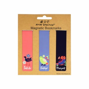 Products: Birds of NZ Magnetic Bookmarks 3pk - Pūkeko, Kākāpō and Morepork - Squoodles