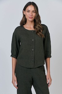 Stacey Clothing: Naturals Button Top Licorice