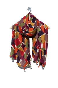 Archer House 3D Cube Print Scarf Multi