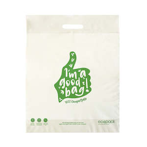 Retail Bags: Ecopack Medium Compostable Punched Handle Retail Bags (1 Pack/50 Bags)