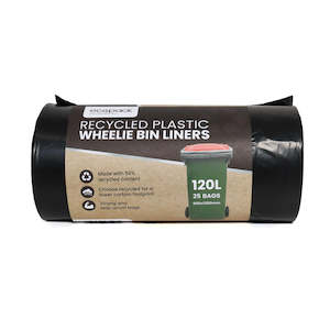 Ecopack 120L Recycled Plastic Wheelie Bin Liners (1 Roll/25 Bags)