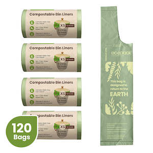 Bundles Gifts: Ecopack 8L XS Green Compostable Caddy Liners (4 Rolls/120 Bags)