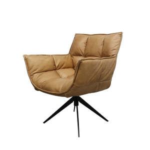 Leather Chairs: Dallas swivel armchair in tan leather