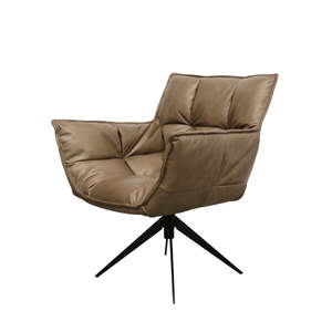 Dallas swivel armchair in brown leather