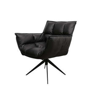 Dallas swivel armchair in black leather