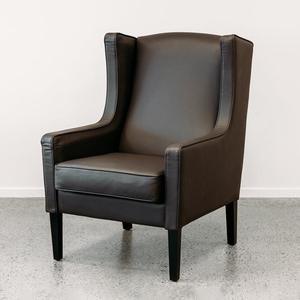 Leather Chairs: Partridge armchair in urban havana