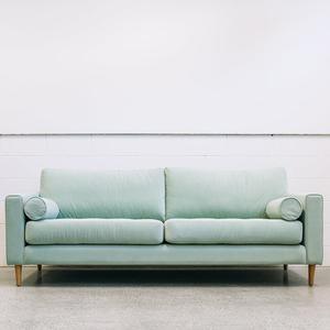 Chanel sofa in plush seafoam