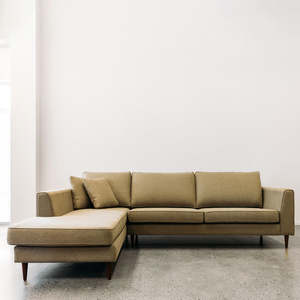 Custom Santa Barbara Sofa: Santa Barbara sofa and chaise in chambray tussock
