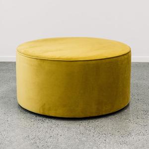 Custom Ottomans: Ghost Large Round Ottoman - Plush 'Olive'
