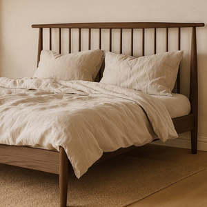 Voss solid oak bed frame in walnut