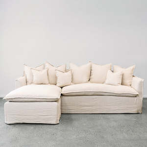 Ready To Ship Sofas: Miami Modular sofa with reversible chaise in salt and pepper