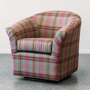 New Zealand Made Armchairs: Kendal swivel tub armchair in highlands rouge