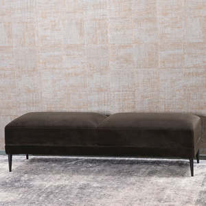 Velvet Ottomans: Renzo velvet ottoman in walnut