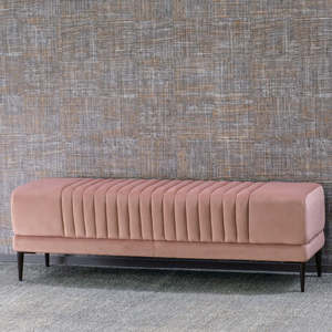 Vernara velvet ottoman in dusky pink