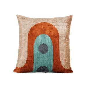 Ikat silk & velvet cushion - dot