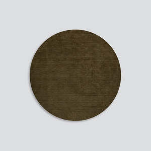 Sandringham round NZ wool rug in moss