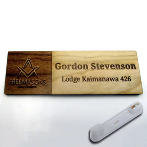 Products: Wooden name badge 75x25mm with pin - Stamps Plus
