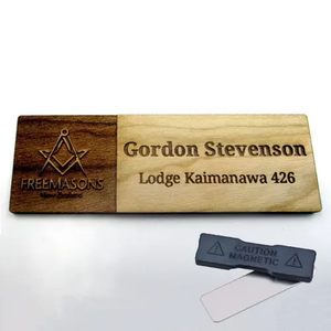 Wooden name badge 75x25mm with magnet - Stamps Plus