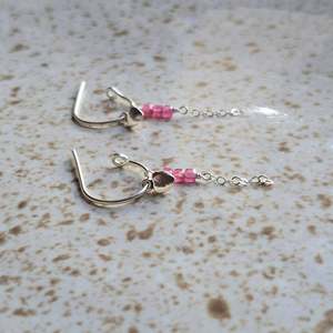 New: Pink Tourmaline Silver Hoops