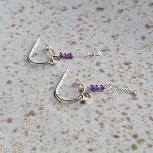 New: Amethyst Silver Hoops
