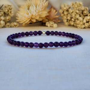 Round Bead Bracelets: Amethyst | Crystal Layer Bracelet