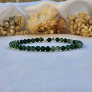 Round Bead Bracelets: Moss Agate | Crystal Layer Bracelet
