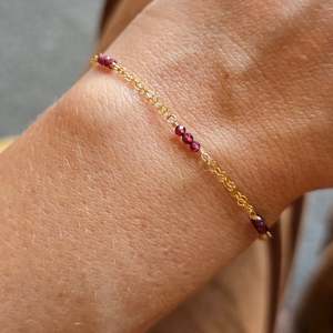 Garnet Chain Bracelet | Gold Filled
