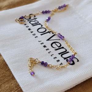Natural Gemstone Bracelets: Amethyst Chain Bracelet | Gold Filled