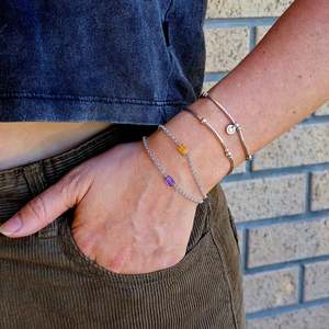 Natural Gemstone Bracelets: Citrine Rolo Chain Bracelet | Silver