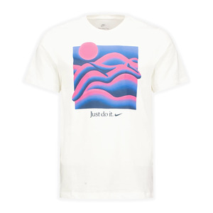 Nike: Nike Just Do It Waves Tee 'White/Pink/Blue'