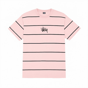 Stussy: Stussy Hand-Drawn Stripe Tee 'Washed Pink'